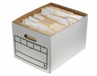Box of paper business documents.