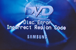 DVD error for incorrect regional code.