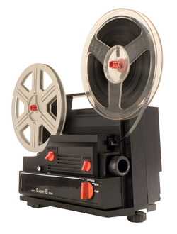 Super8 film projector, reels loaded and ready for a show.
